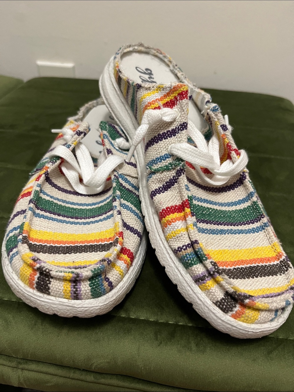 Gypsy Jazz Multicolor Striped Canvas Slip-Ons